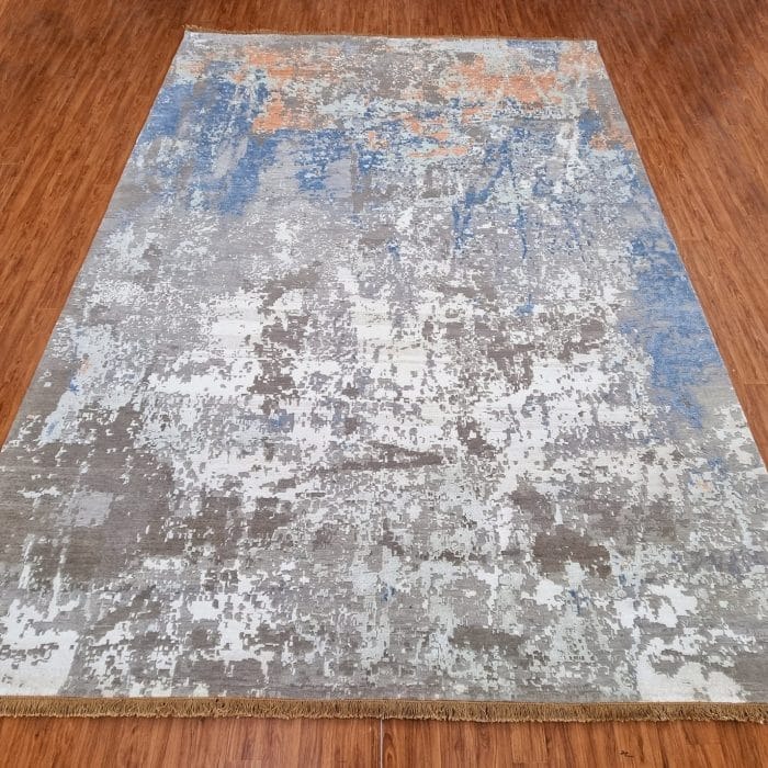 Hand Knotted Wool Silk Rug for Home and Office, Large Area Rug for Living Room, Dining Room, Modern Rug for Bedroom 9x12 Feet Carpet