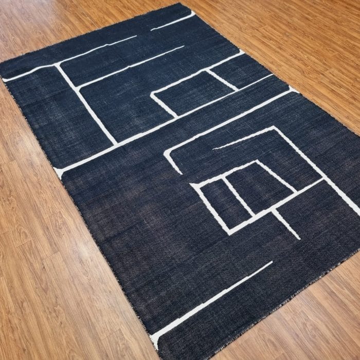 Black Eco Friendly Bohemian Rug, Handwoven Cotton Rugs, Large Area Rug for Living Room Rug, Outdoor Rug, Kitchen Rug 5x8 Feet